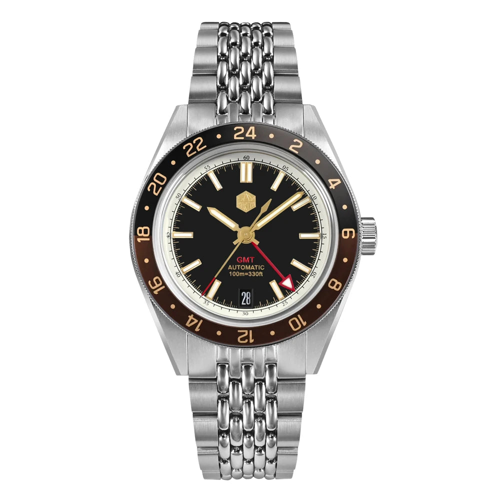 San Martin 39.5mm Limited Edition Full Lume Dial Automatic Mens Watch NH34 GMT 6H Date 10Bar Luxury Kol Saati SN0116W