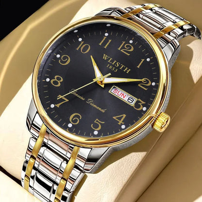 Montre de luxe pour femme, montre à quartz, montre-bracelet numérique, étanche, avec calendrier et affichage lumineux ; style mode et professionnel, convient aussi aux hommes.