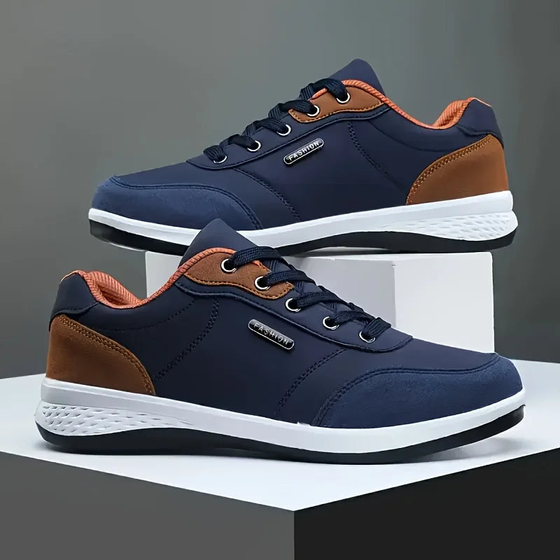 YRZL Men Shoes Spring Autumn Waterproof Walking Sneakers Leisure Male Leather Sports Shoes Non-Slip Footwear Tennis for Men