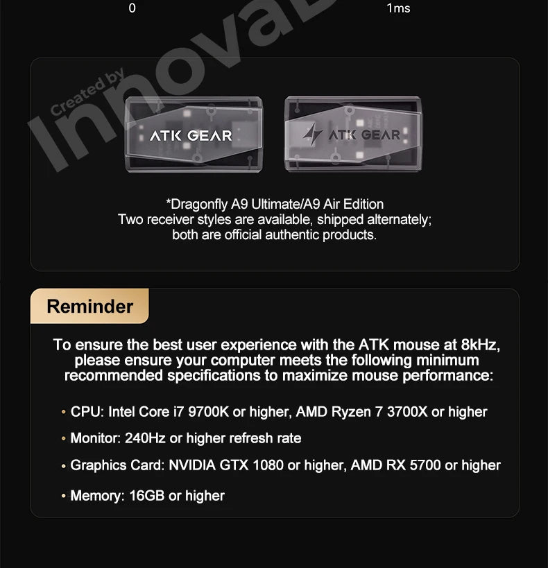 ATK Dragonfly A9 Ultimate bezdrôtová herná myš A9 Air PAW3950 ultraľahká ergonomická e-športová FPS myš pre hráčov CSGO A9 Ultra