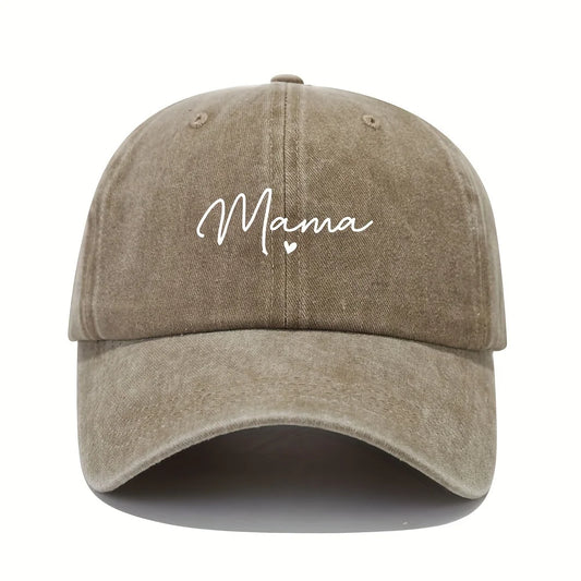 Mom loves patterned printed baseball caps, retro and fashionable women's casual washed dad hats, outdoor soft top sports hats