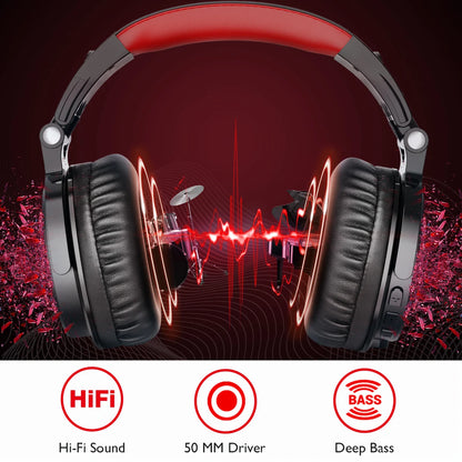 OneOdio Pro-M Wireless Gaming Headphones Bluetooth 5.2 HiFi Stereo Headset 110H Playtime with Mic, Deep Bass Foldable Over-Ear Headphones