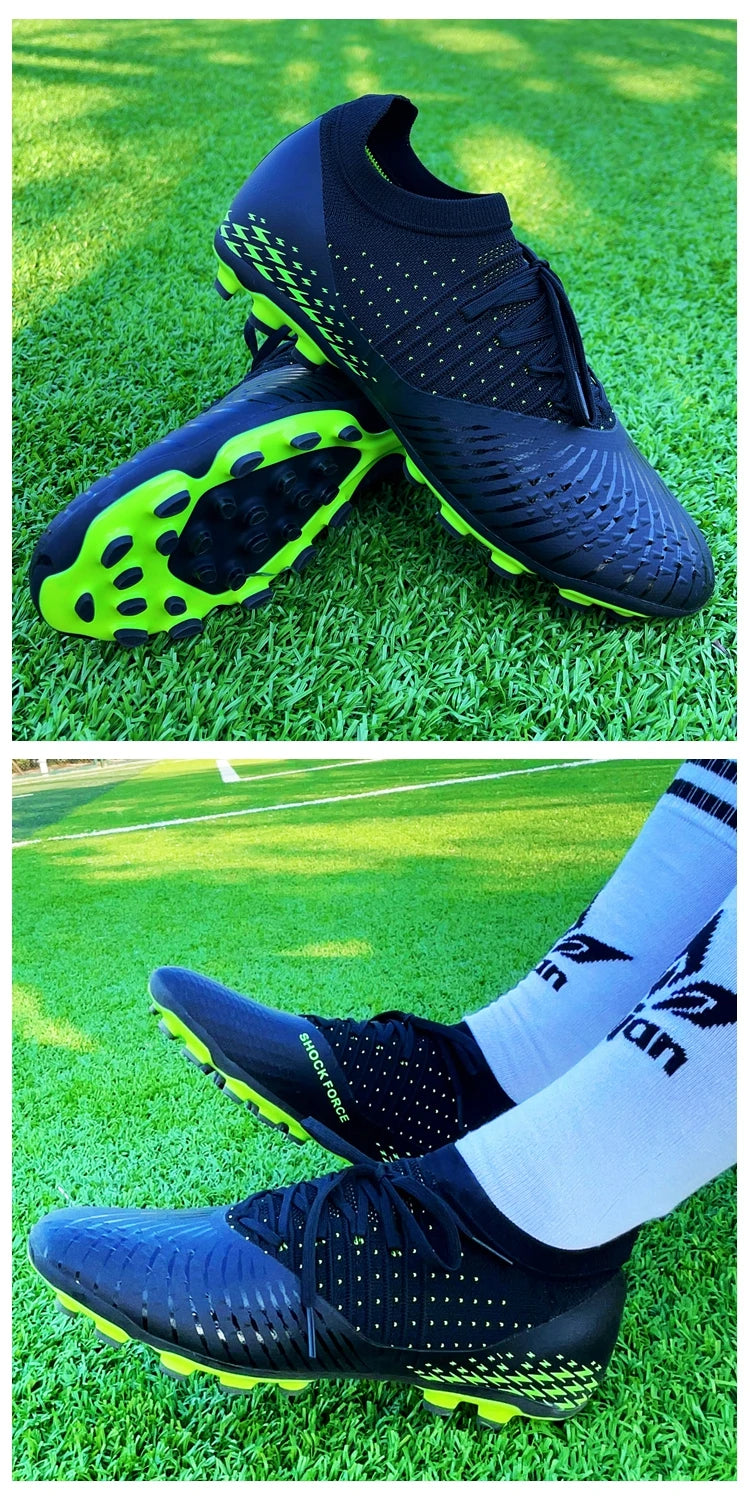 Men Football Cleats Fashion Youth Soccer Shoes Knit Football Training Trainers Breathable Society Campo Non Slip Sports Footwear
