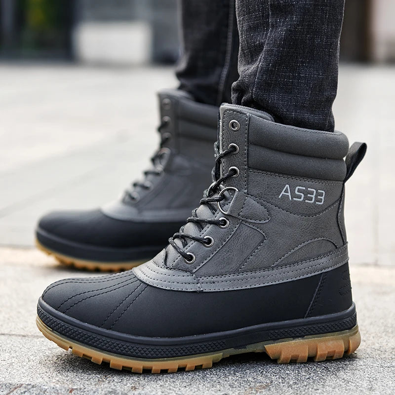 Grande taille 47 bottes d'extérieur pour hommes bottes de neige d'hiver pour hommes bottes de travail d'entraînement imperméable antidérapant garder au chaud chaussures d'hiver