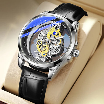TPW Hot Trendy Fashion Wholesale Men Golden Black Blue Skeleton NOT Automatic Watch Quartz Wrist Watches Luxury 2024