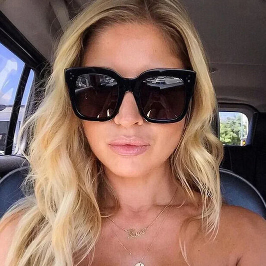 2026 Sunglasses Lady Flat Top Eyewear Lunette Femme Women Luxury Brand Sunglasses Women Rivet Sun Glasse UV400