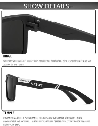 KAROS Fashion Polarized Sunglasses Men Women Luxury Driving Fishing Travel Vintage Square Sun Glasses For Man UV400 Eyewear