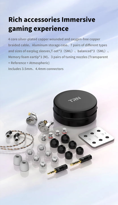 TRN Conch In-Ear Monitor Earphones – DLC Diamond Diaphragm Dynamic Driver HiFi Wired Earbuds with Tuning Nozzle Filters