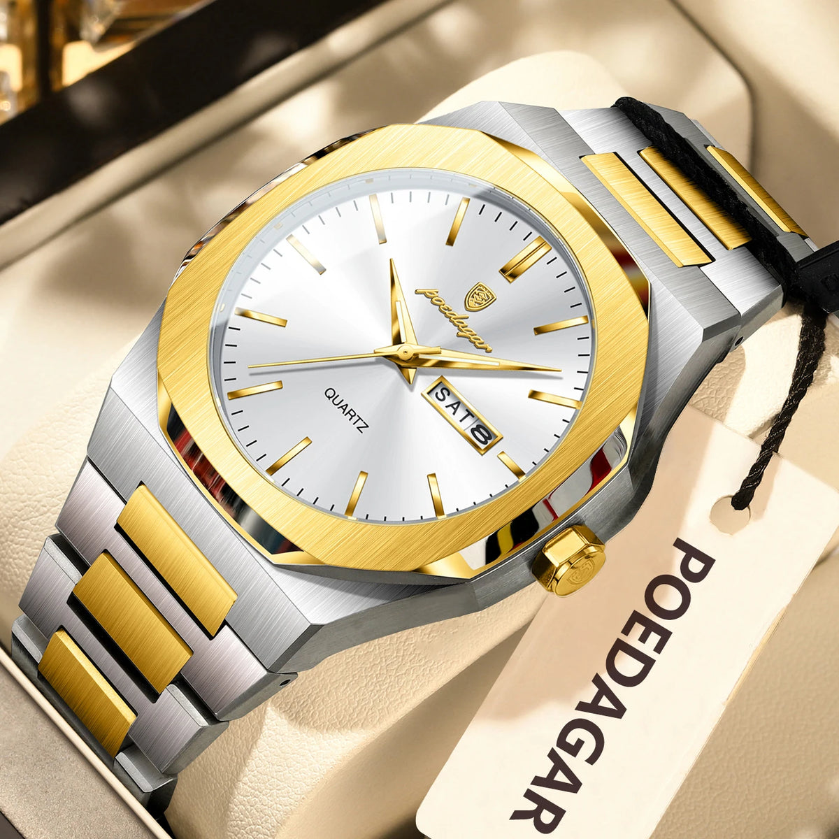 POEDAGAR Fashion Brand Male Watch Waterproof Luminous Stainless Steel Watches For Men Date Week Casual Quartz Men's Clock Reloj