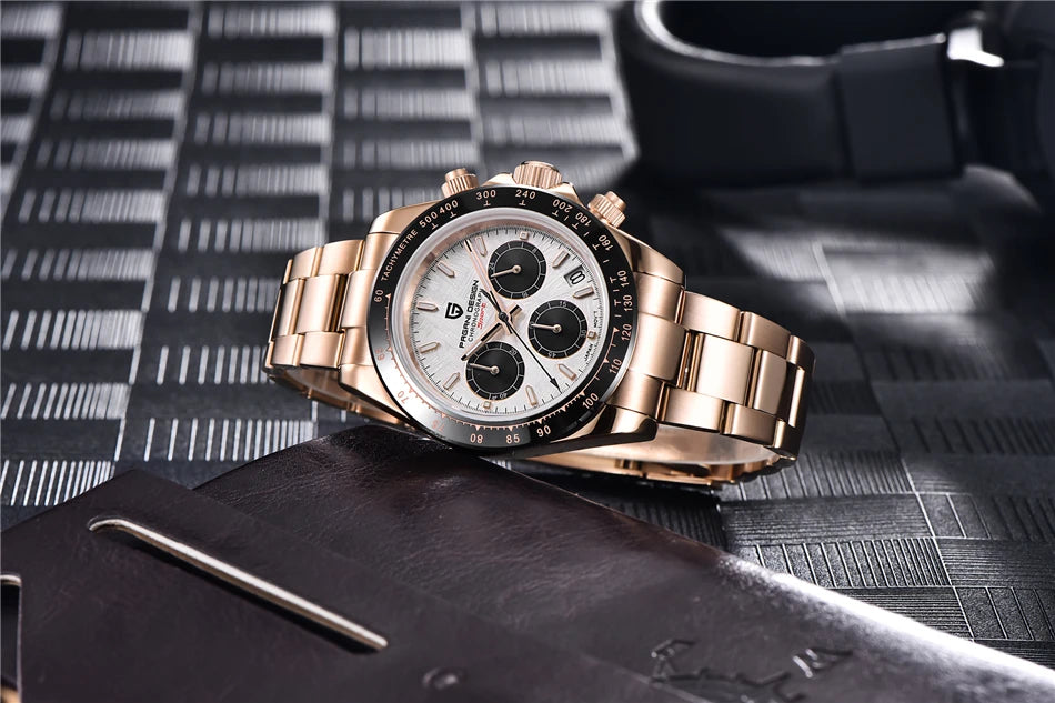 PAGANI DESIGN V2 40MM Quadrante meteorite Orologio da uomo al quarzo Cronografo retro in zaffiro Orologio impermeabile da uomo Reloj0 hombr