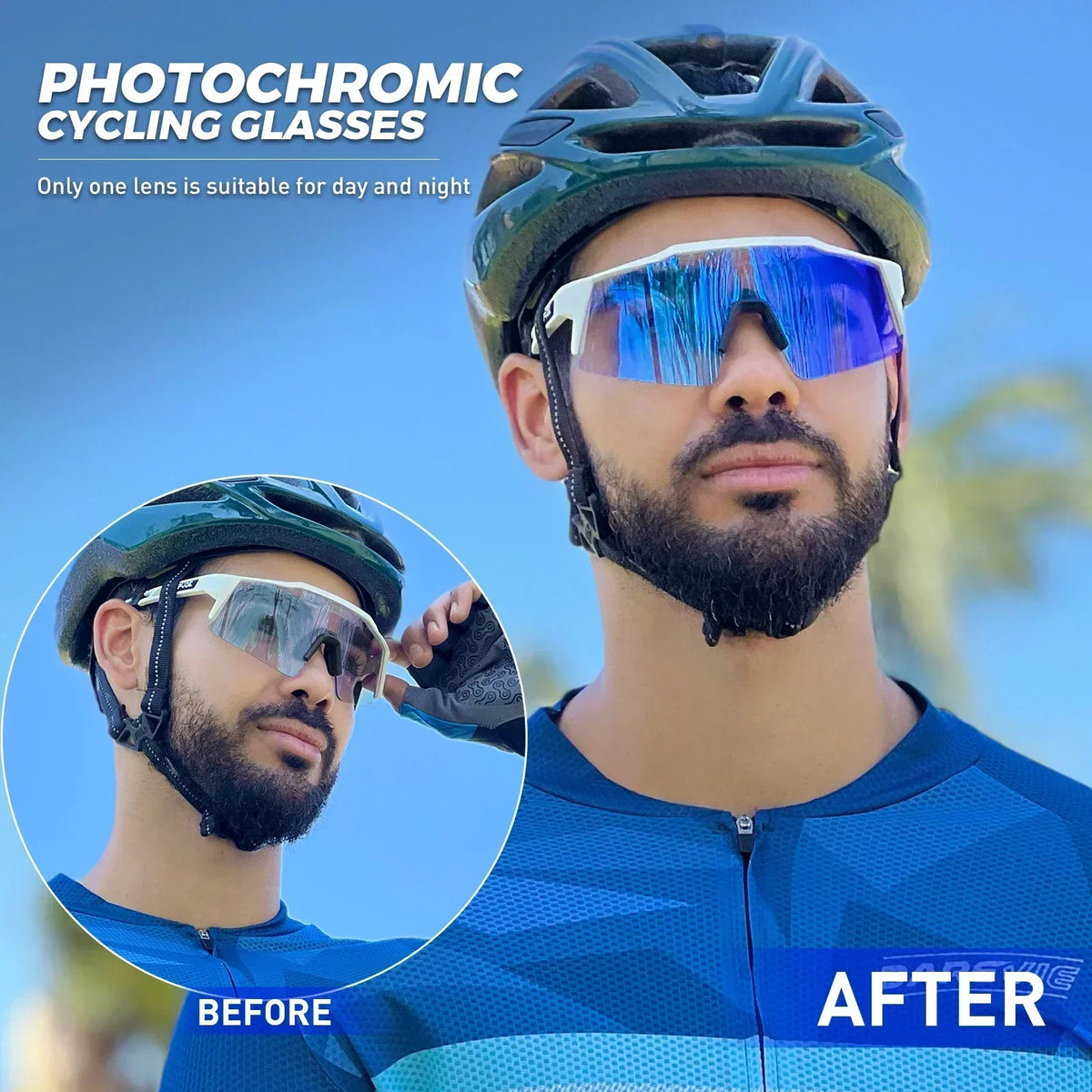 Kapvoe Fotochromowe okulary rowerowe dla mężczyzn Okulary modowe Rower górski Rower szosowy Okulary do jazdy na świeżym powietrzu Okulary sportowe MTB