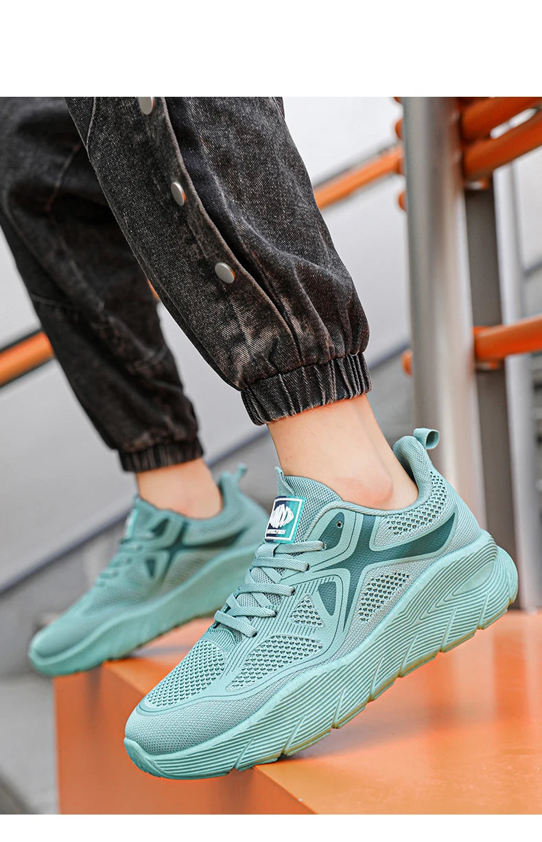 Fashion Platform Men's Running Shoes Trendy Casual Knit Breathable Orange Sneakers Men Outdoor Sports Non-Slip Jogging Shoes Men