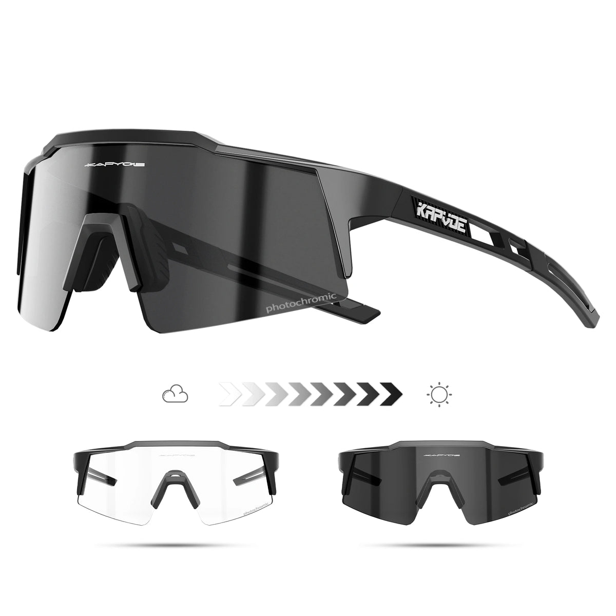 Kapvoe Fotochromowe okulary rowerowe dla mężczyzn Okulary modowe Rower górski Rower szosowy Okulary do jazdy na świeżym powietrzu Okulary sportowe MTB