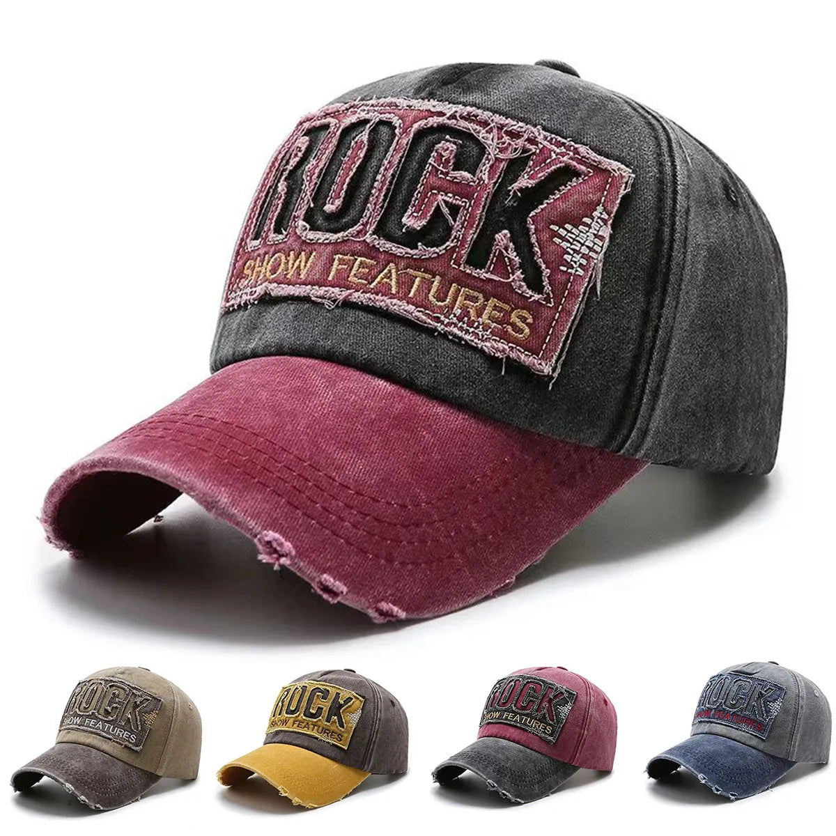 Висококачествена памучна бейзболна шапка с бродерия ROCK за мъже и жени, snapback шапка за спорт на открито и защита от слънце