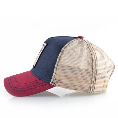 Modische Trucker-Caps mit besticktem Ziegen-Patch, Vier-Jahreszeiten-Snapback-Baseballcap für Herren und Damen, verstellbare Schirmmütze