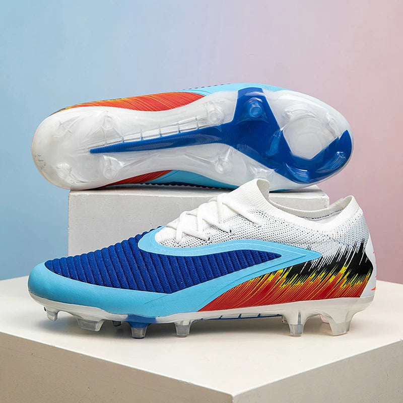 New Men Football Boots Shoes FG Soccer Shoes Non-Slip Cleats Ultralight Soccer Match Long Spikes Outdoor Training Drop Shipping