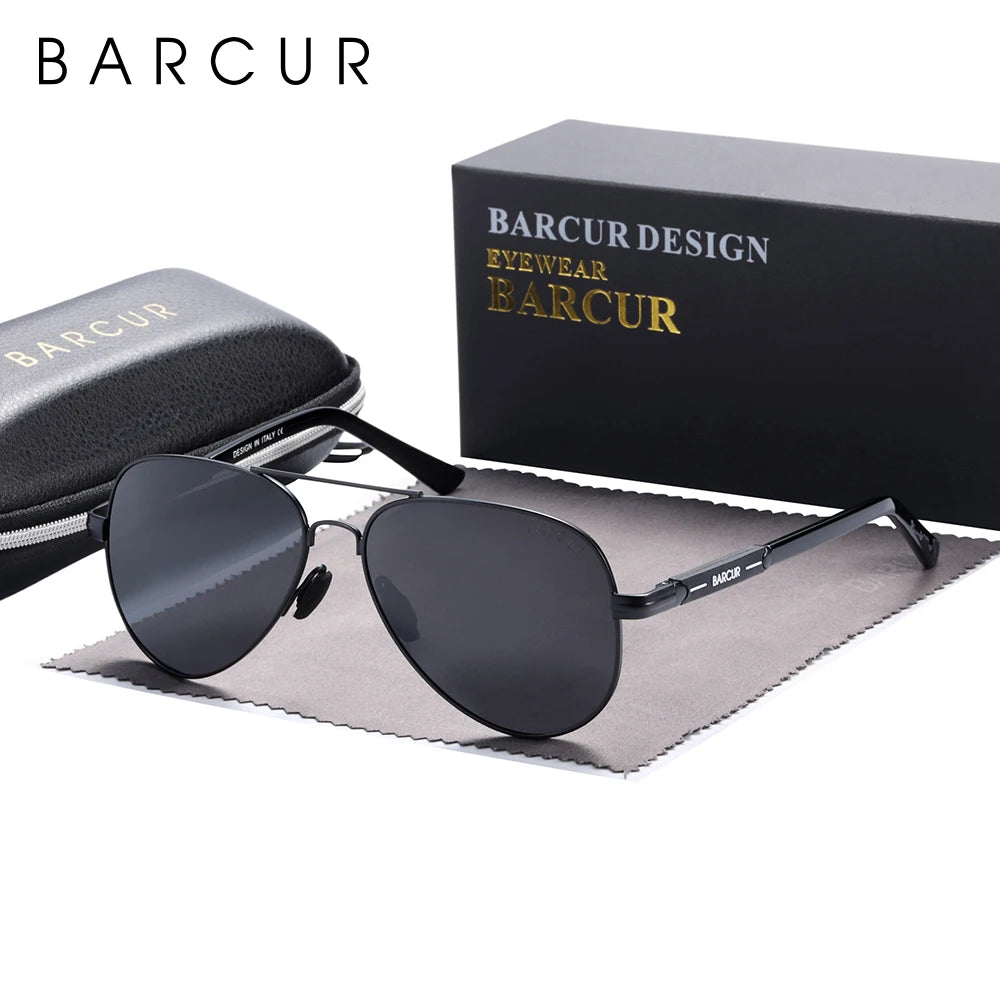 BARCUR Polarized Mens Sunglasses Pilot Sun Glasses for Men Accessories Driving Fishing Hiking Eyewear Oculos Gafas De Sol
