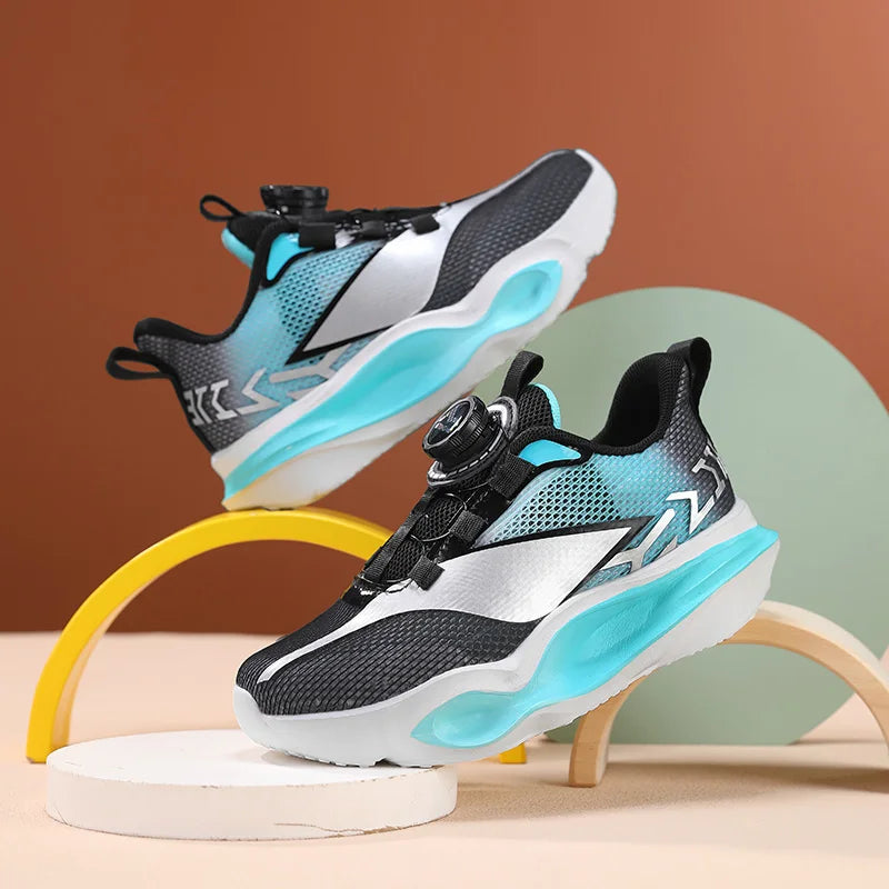 Zapatillas infantiles de moda con suela gruesa y suave, amortiguación elástica, calzado casual cómodo tipo tenis, nuevas zapatillas ligeras de malla para jogging