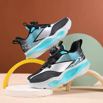 Zapatillas infantiles de moda con suela gruesa y suave, amortiguación elástica, calzado casual cómodo tipo tenis, nuevas zapatillas ligeras de malla para jogging