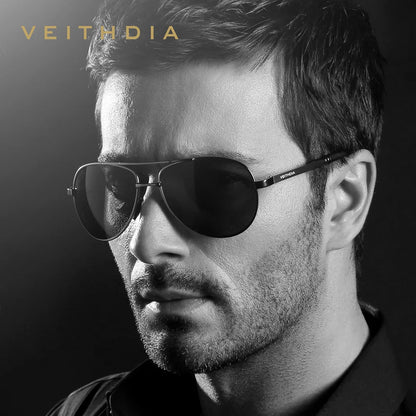 VEITHDIA Men's Polarized UV400 Sunglasses Vintage Designer Goggle Classic Fashion Outdoor Driving Sun Glasses For Male VT1306