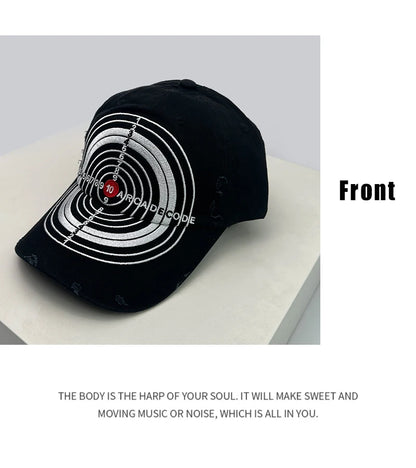 New Unisex Broken Style Bull's-eye Cross Embroidery Baseball Hats Sunshade Personal Versatile Peaked Caps Street Fashion Hip Hop