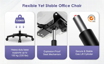 AUTHMIC Ergonomic Office Chair Mesh Back Lumbar Support Flip-Up Armrests Reclining Adjustable Height for Home Office Desk Work