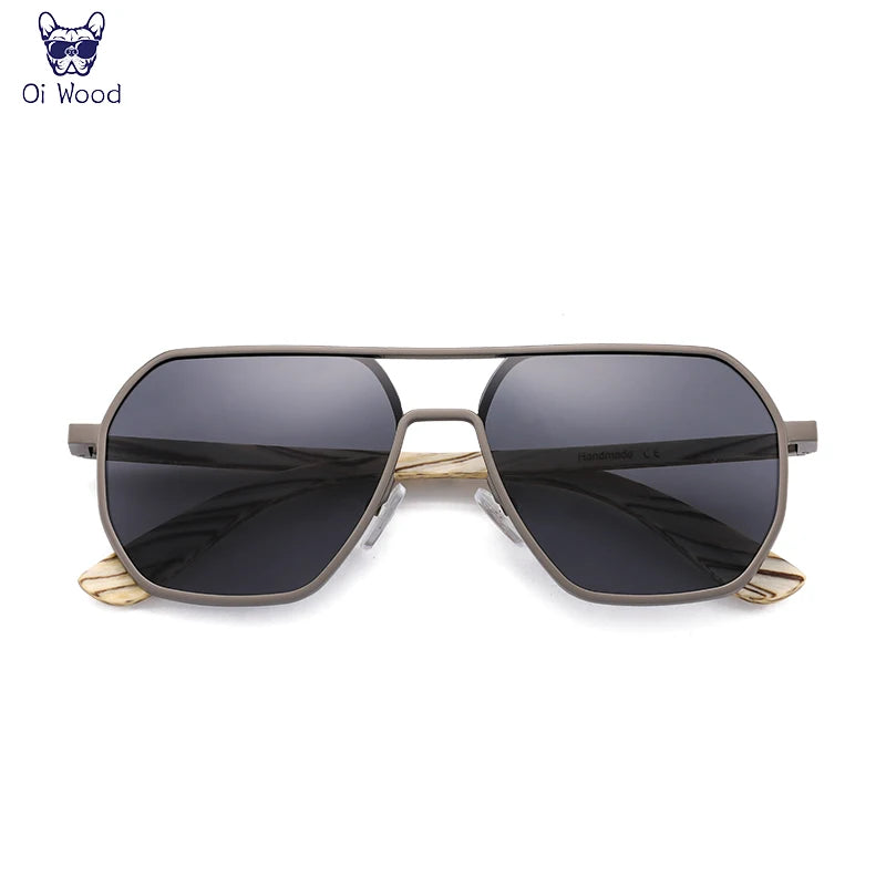 Oi Wood Fashion Alloy Solglasögon för män och kvinnor, polariserade solglasögon i trä, för bilkörning, UV400, Oculos De Sol 8059