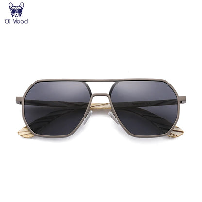 Oi Wood Fashion Alloy Solglasögon för män och kvinnor, polariserade solglasögon i trä, för bilkörning, UV400, Oculos De Sol 8059