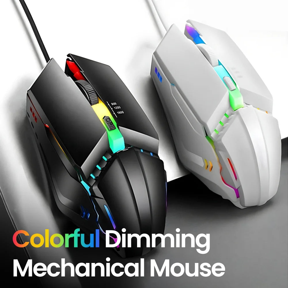 RGB Wired BackLight Mute USB Mice USB Wired Gaming Mouse for Desktop PC Notebook Computer Home Office LED Luminous 1600DPI
