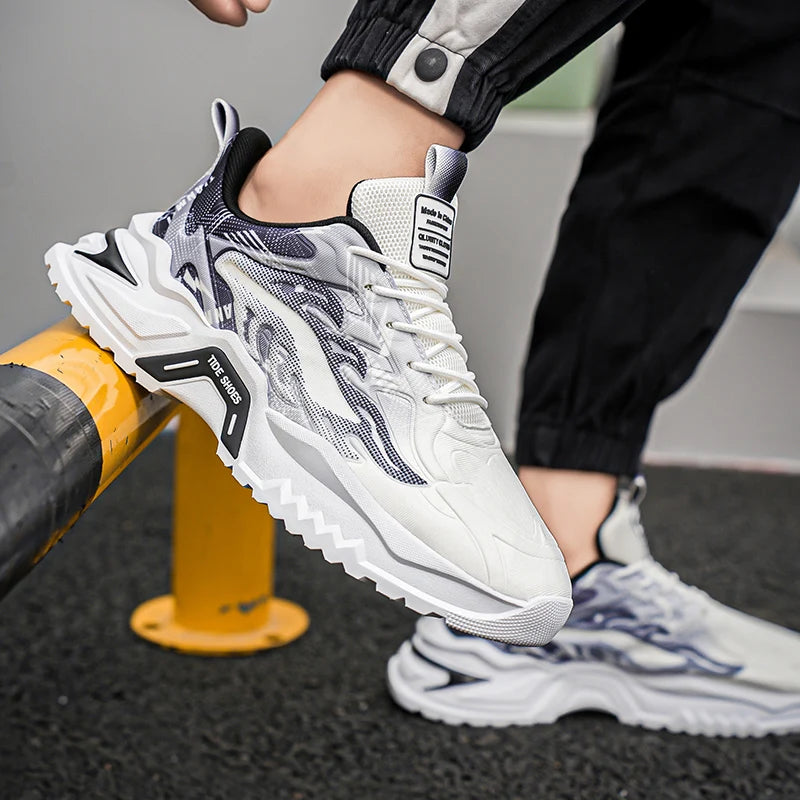 Zapatillas deportivas de hombre con cordones, versátiles, antideslizantes, de suela gruesa, cómodas e informales, para uso diario de adolescentes y running masculino