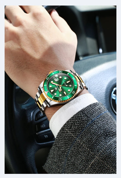 OLEVS 5885 Man Watch Original Brand Waterproof Quartz Watch Stainless Steel Strap Automatic Date Mens Gifts Watches For Man