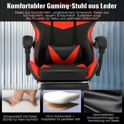 Gaming chair, office chair, desk chair, heavy-duty chair. Ergonomically designed with a cushioned seat and adjustable backrest.
