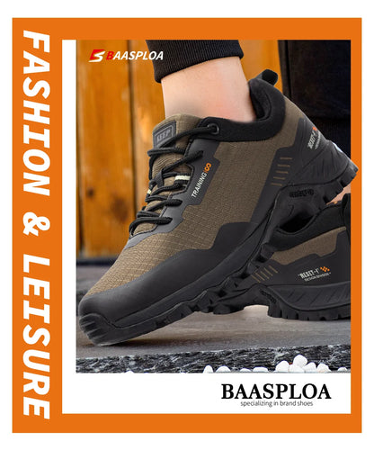 Baasploa Men New Hiking Shoes Outdoor Waterproof Wear Resistant Non Slip Sneakers Male Casual Lightweight Lace-Up Walking Shoes