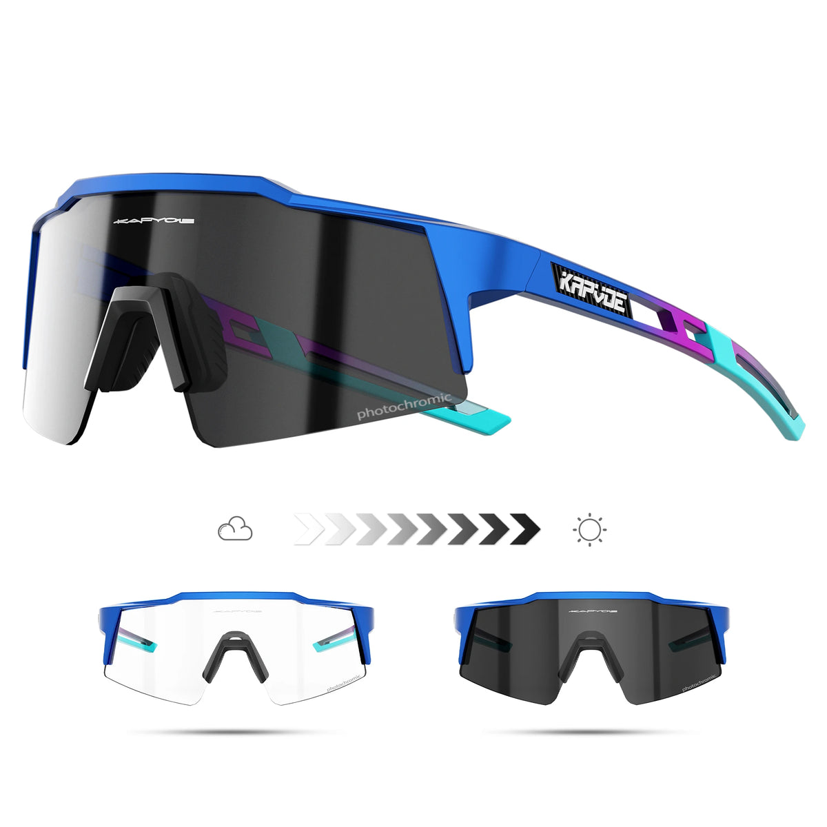 Kapvoe Fotochromowe okulary rowerowe dla mężczyzn Okulary modowe Rower górski Rower szosowy Okulary do jazdy na świeżym powietrzu Okulary sportowe MTB