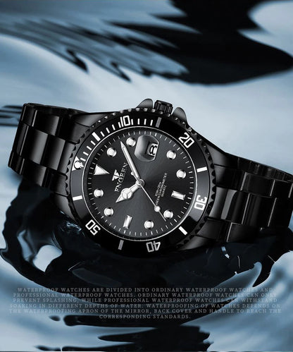 Montre-bracelet à quartz FNGEEN Son Brand de BINBOND avec bracelet en acier inoxydable pour homme, lumineuse et étanche, de luxe.