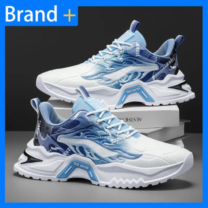 Zapatillas deportivas de hombre con cordones, versátiles, antideslizantes, de suela gruesa, cómodas e informales, para uso diario de adolescentes y running masculino