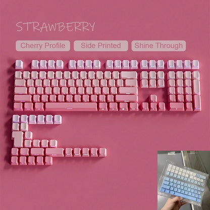 New Keycaps for 60/64/84/98/108 Gaming Mechanical Keyboard MX Switch 135 Keys OEM PBT Side Engraved Red and Black Gradient Color