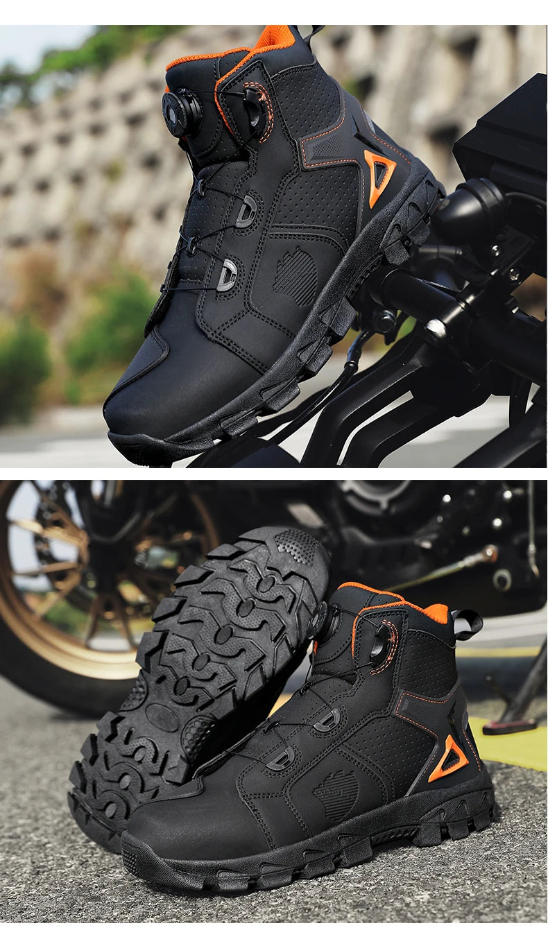 Bottes de moto professionnelles pour hommes, chaussures de course tout-terrain, équipement de moto urbaine, en cuir microfibre ultra-fin