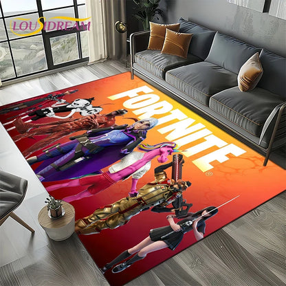 2025 Games 3D F-Fortnite анимационен килим за хол, спалня и декорация до дивана у дома, детски килим за игра, неплъзгаща се постелка за под