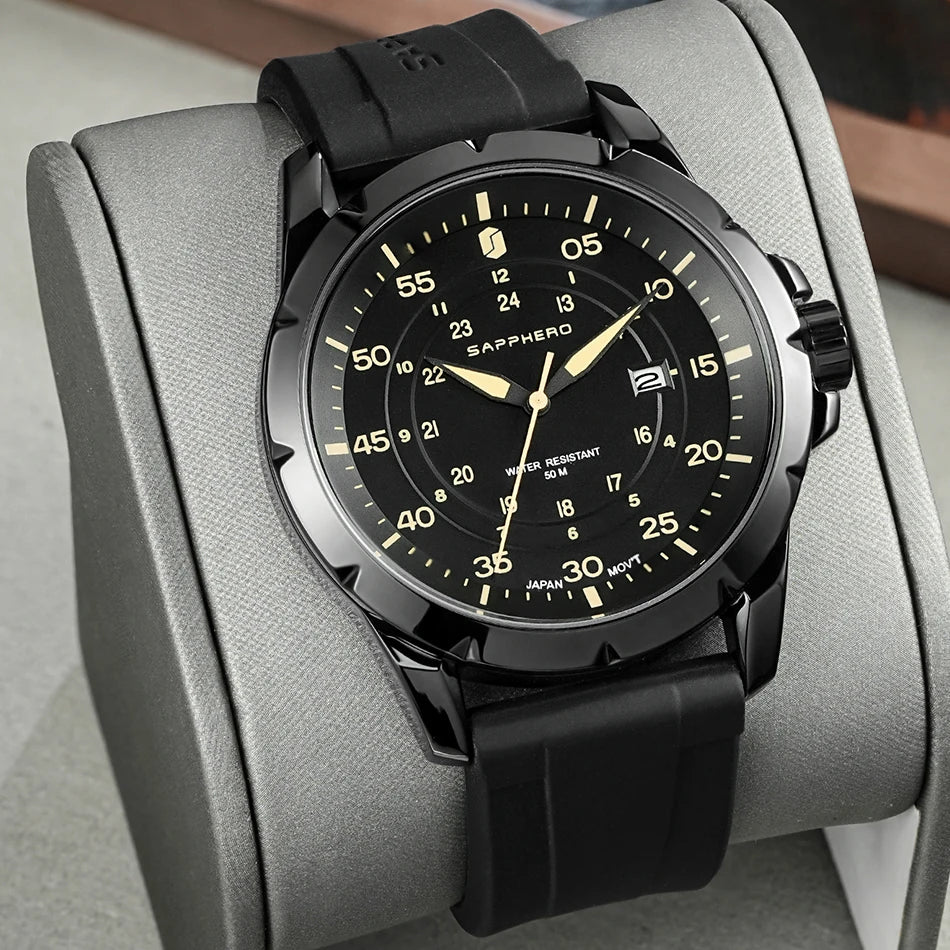 Montre pour homme SAPPHERO – Montre à quartz de luxe, étanche jusqu'à 50 m, équipée d'un mécanisme importé et d'un boîtier en acier inoxydable – Une idée cadeau idéale pour homme.