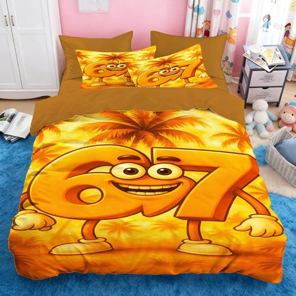 Komplet posteljine s cartoon printom Six Seven 67, 2/3 komada, navlaka za poplun i jastučnica za dom, tinejdžere i odrasle, poklon za dječake i djevojčice