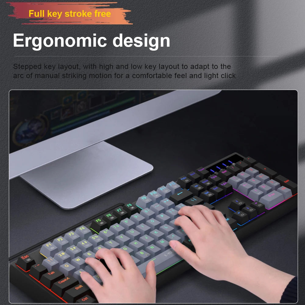 E-YOOSO Z14 RGB USB Mechanical Gaming Wired Keyboard Red Switch 104 Key Russian Brazilian Portuguese Gamer for Computer laptop