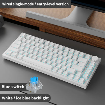 Teclado mecánico con cable AJAZZ AK820 75%: hot‑swappable, retroiluminación RGB/blanca/azul hielo, control con perilla de volumen | Para oficina y gaming