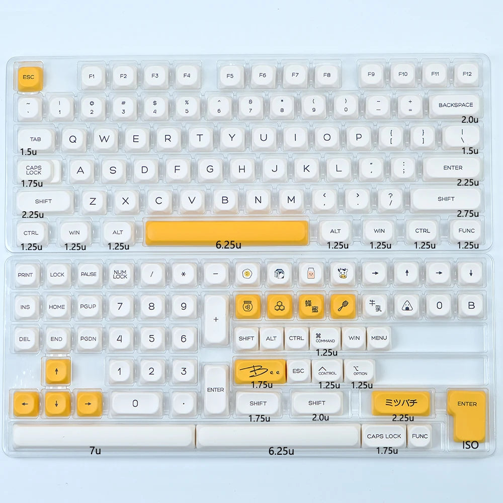 KBDiy KOA  Profile PBT Honey Milk Keycaps Russian Korean Japanese 137 Keys Caps for Mechanical Keyboard Keycap MAC for MX Switch