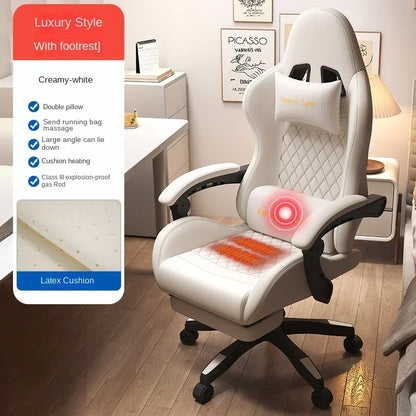 Sedia gaming Hestora in pelle PU, grande e alta, sedia ergonomica da computer con schienale alto, poggiapiedi e supporto lombare massaggiante per adulti