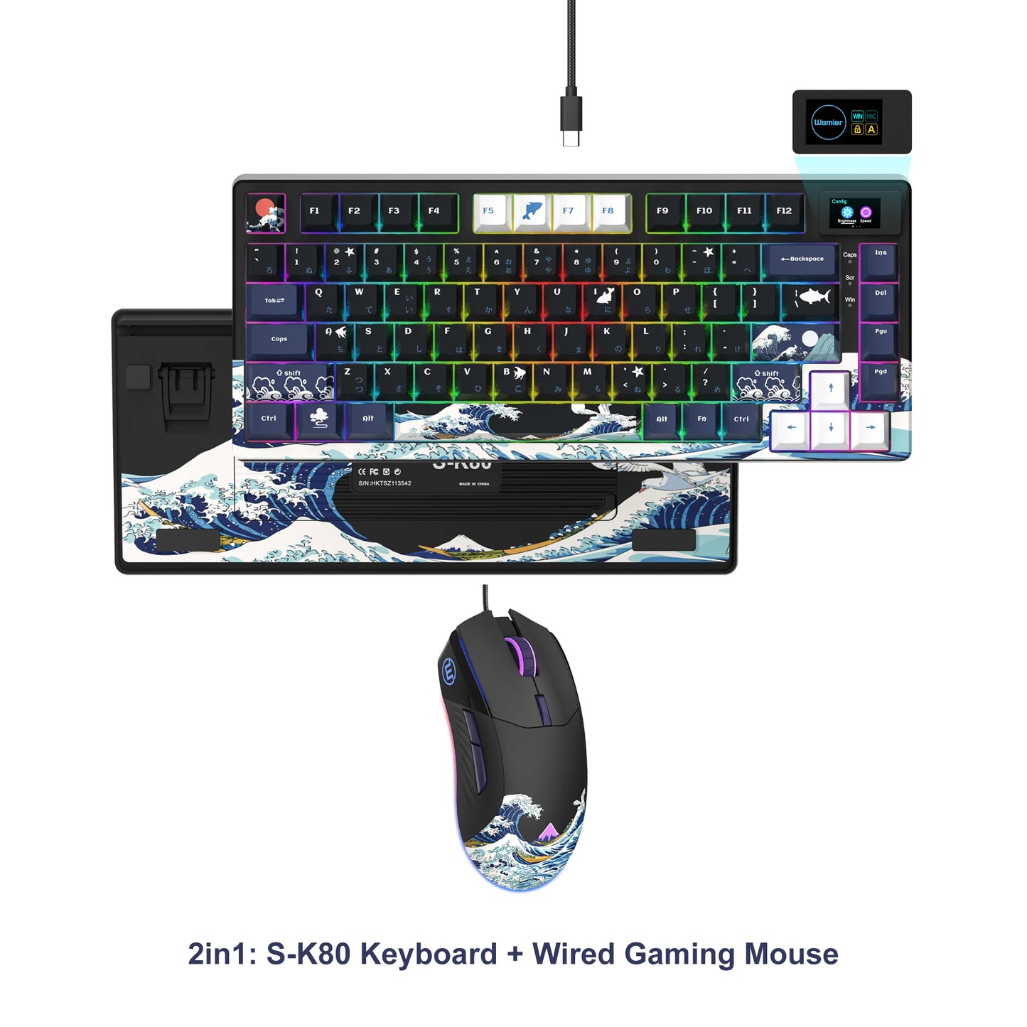 Womier S-K80 Keyboard Liquid 75% Hot Swap Keyboard with Color OLED Display Mechanical Gaming Keyboard Gasket Mount RGB for Windows