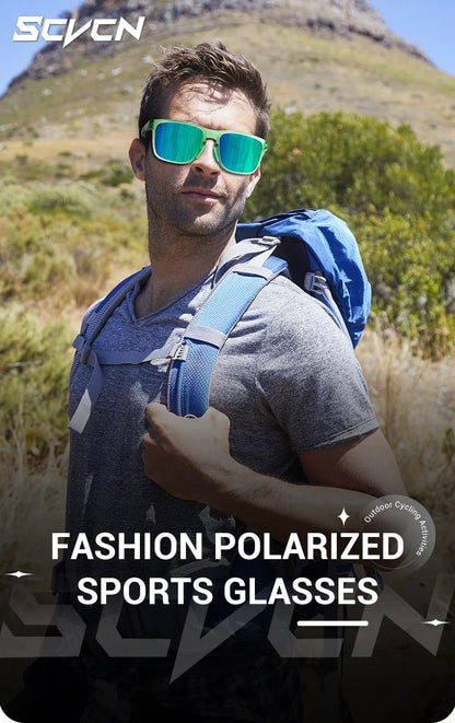 SCVCN Occhiali da escursionismo polarizzati Occhiali da pesca Occhiali da ciclismo Occhiali alla moda UV400 da bici da uomo MTB Occhiali sportivi da bicicletta per attività all'aperto
