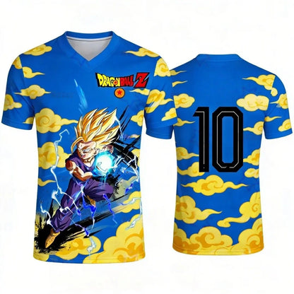 2026 Dragon Ball Pattern Football Shirt Messi No.10 Jersey Autumn Sports Quick Drying Men's T-shirt Children's Clothing T-shirt