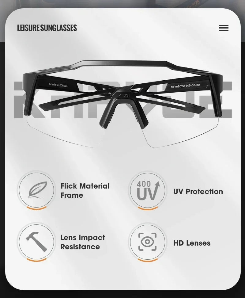 Kapvoe Fotochromowe okulary rowerowe dla mężczyzn Okulary modowe Rower górski Rower szosowy Okulary do jazdy na świeżym powietrzu Okulary sportowe MTB