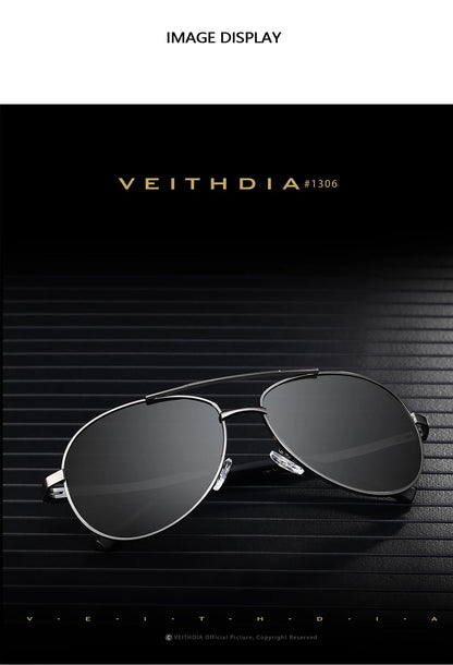 VEITHDIA Men's Polarized UV400 Sunglasses Vintage Designer Goggle Classic Fashion Outdoor Driving Sun Glasses For Male VT1306